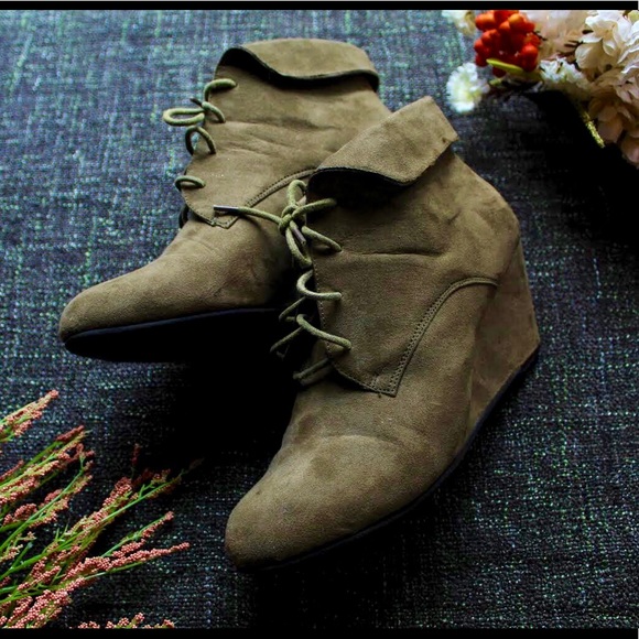 neu look Shoes - Olive Ankle Boot Wedges